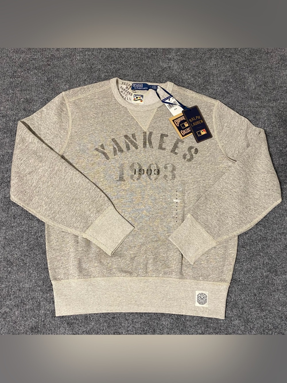 Polo Ralph Lauren x New York Yankees Vintage Fleece Crewneck Sweatshirt Mens M